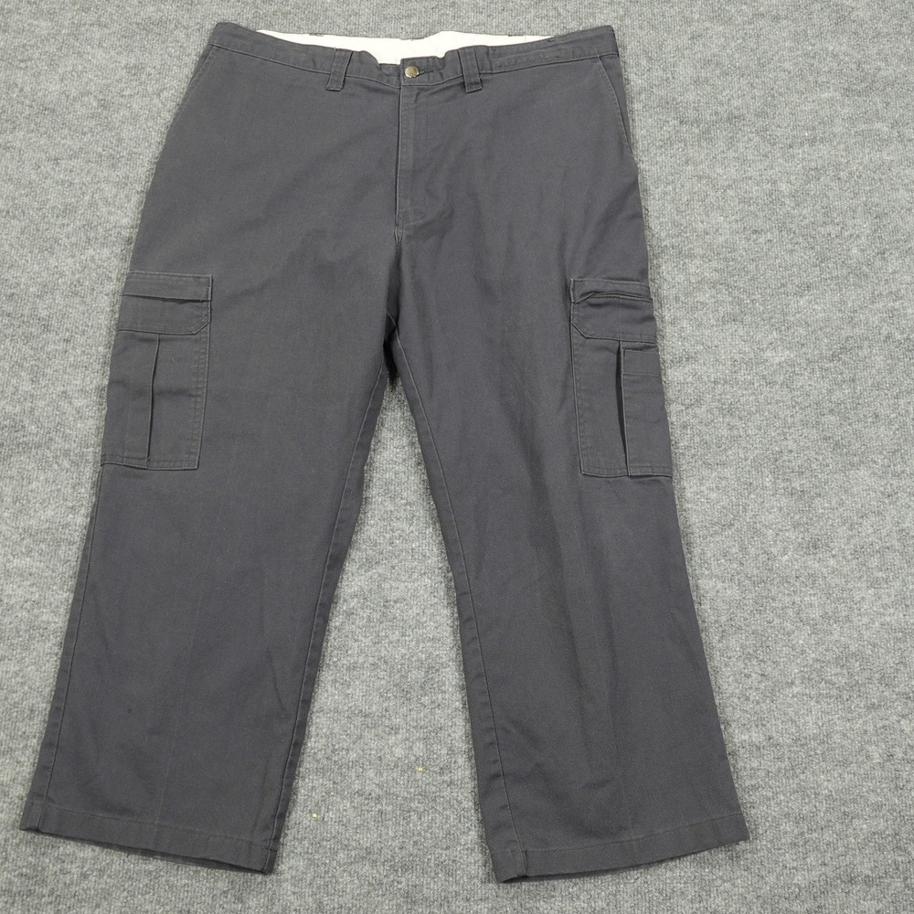 Dickies Cargo Pants Mens 40x26 Charcoal Grey Flex Straight Leg Hemmed Workwear